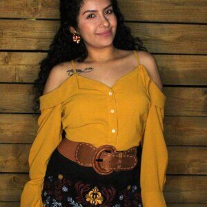 Golden Yellow Off-shoulder Top